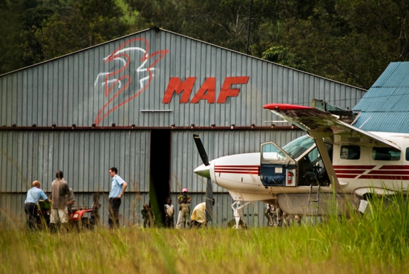 MAF airstrip and hanger at Nyankunde, eastern Congo. This location was the main base until 2002 when a horrible massacre of thousands took place.