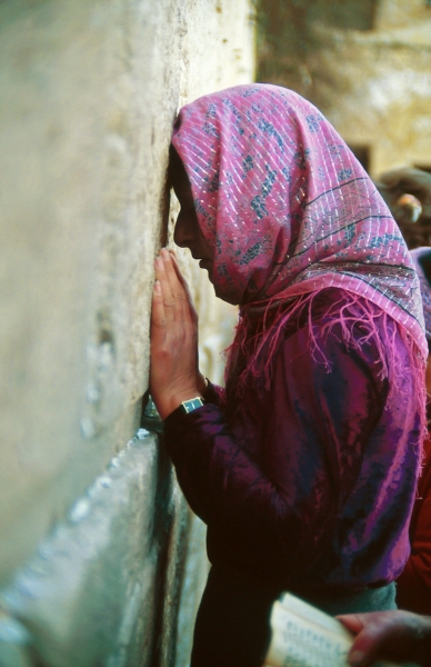 A woman at the Wailing Wall in Jerusalem, Israel.